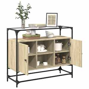 Příborník se skleněnou deskou dub sonoma 98x35x81 cm kompozit - obrázek 3