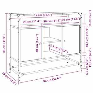 Příborník se skleněnou deskou dub sonoma 98x35x81 cm kompozit - obrázek 10