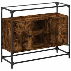 Příborník se skleněnou deskou kouřový dub 98x35x81 cm kompozit - obrázek 2