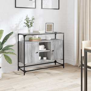 Příborník se skleněnou deskou šedá sonoma 98x35x81 cm kompozit - obrázek 1