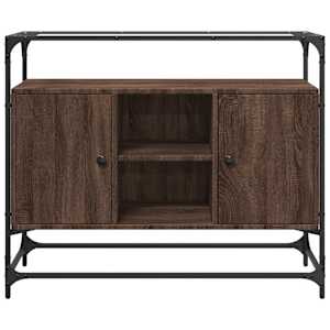 Příborník se skleněnou deskou hnědý dub 98x35x81 cm kompozit - obrázek 4