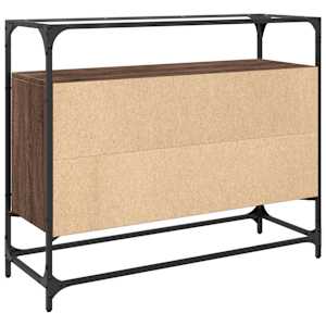Příborník se skleněnou deskou hnědý dub 98x35x81 cm kompozit - obrázek 6