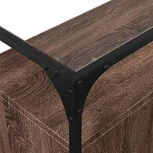 Příborník se skleněnou deskou hnědý dub 98x35x81 cm kompozit - obrázek 7