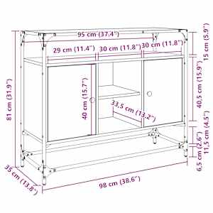 Příborník se skleněnou deskou hnědý dub 98x35x81 cm kompozit - obrázek 10