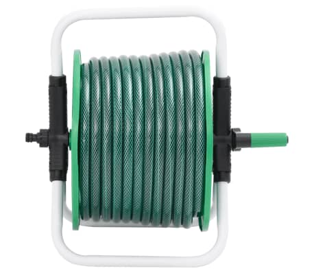 vidaXL Tambur pentru furtun autonom, verde, cu furtun PVC de 50 m
