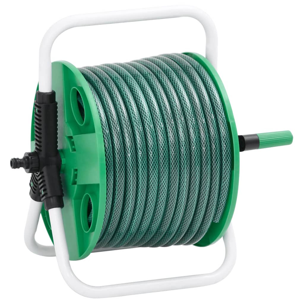 Avvolgitubo Autonomo Verde con Set Raccordi Tubo 0,5" 50 m PVC