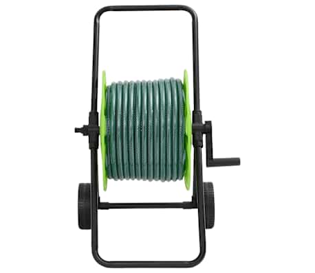 vidaXL Carrello Avvolgitubo Verde con Set Raccordi Tubo 0,5" 50 m PVC