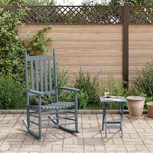 Gugalni stol z zložljivo mizo siva trdna topolovina