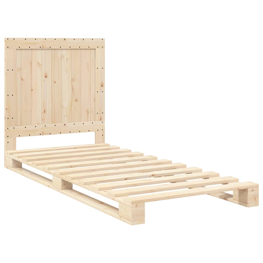 vidaXL Bedframe met hoofdbord massief grenenhout 90x200 cm afbeelding