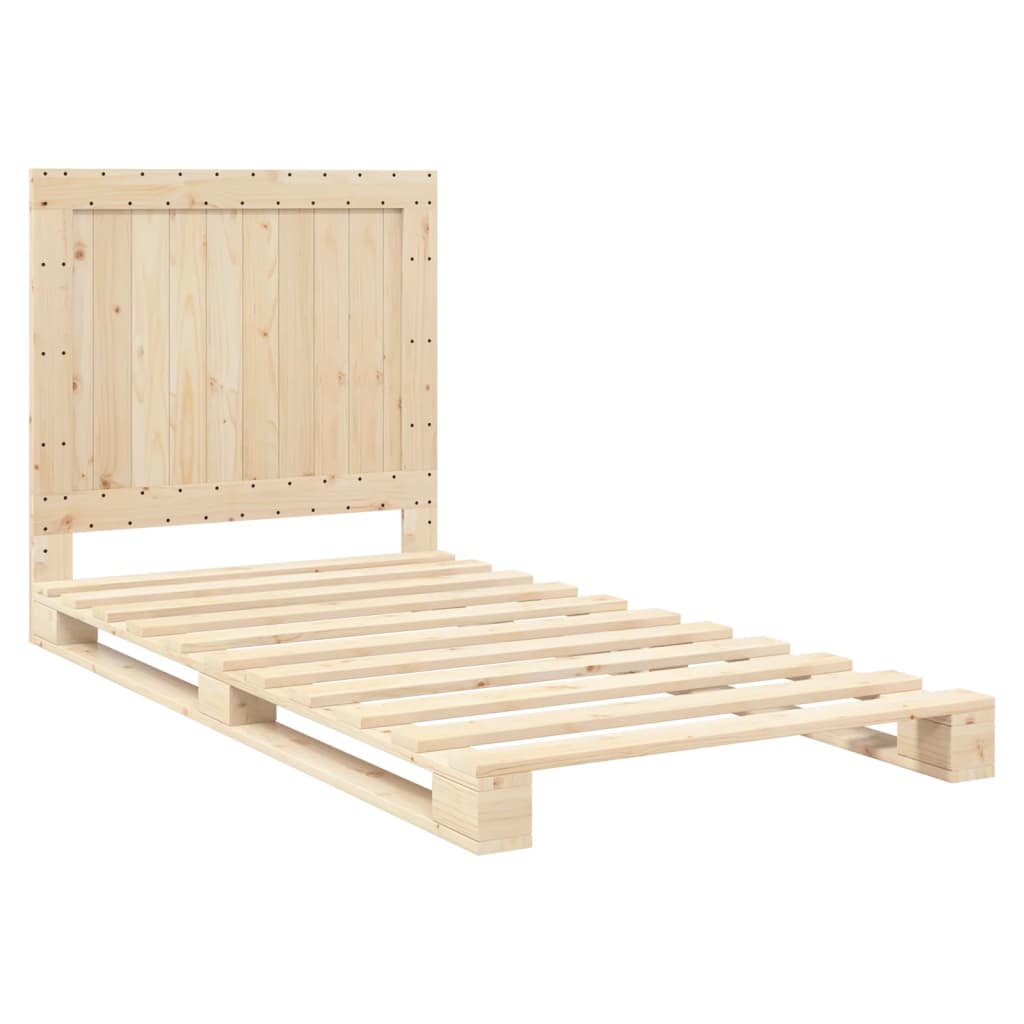vidaXL Bedframe met hoofdbord massief grenenhout 100x200 cm afbeelding