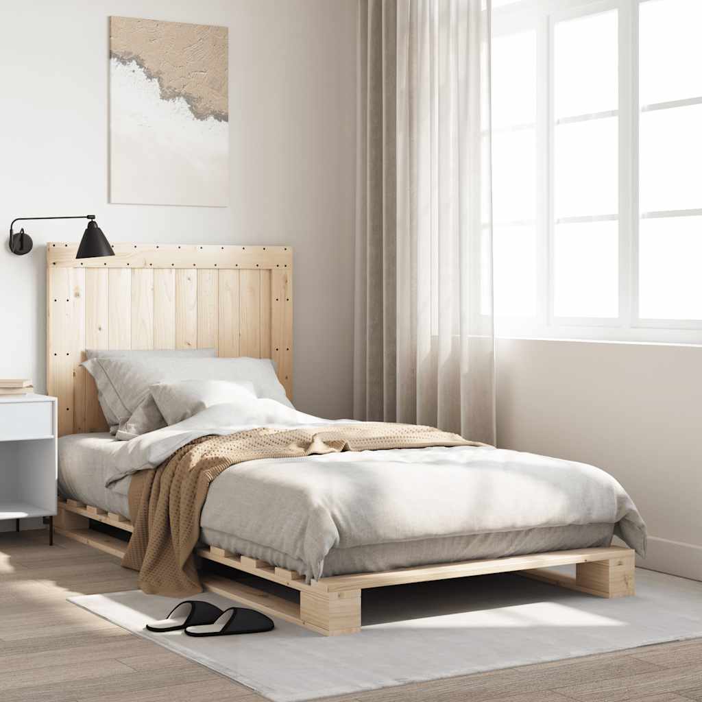 vidaXL Sängynrunko sängynpäädyllä 100x200 cm täysi mänty