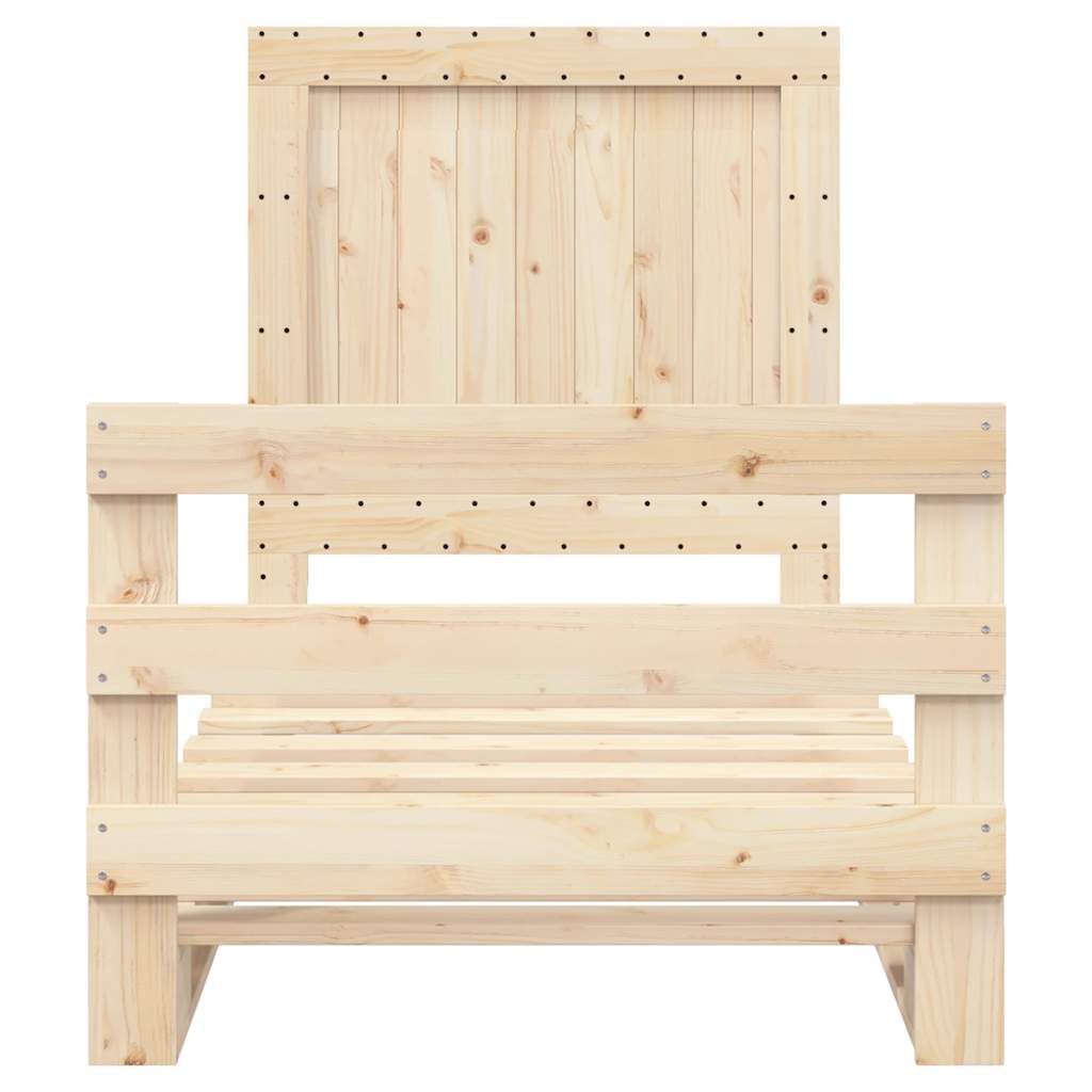 vidaXL Bedframe met hoofdbord massief grenenhout 90x200 cm bruin, foto 4