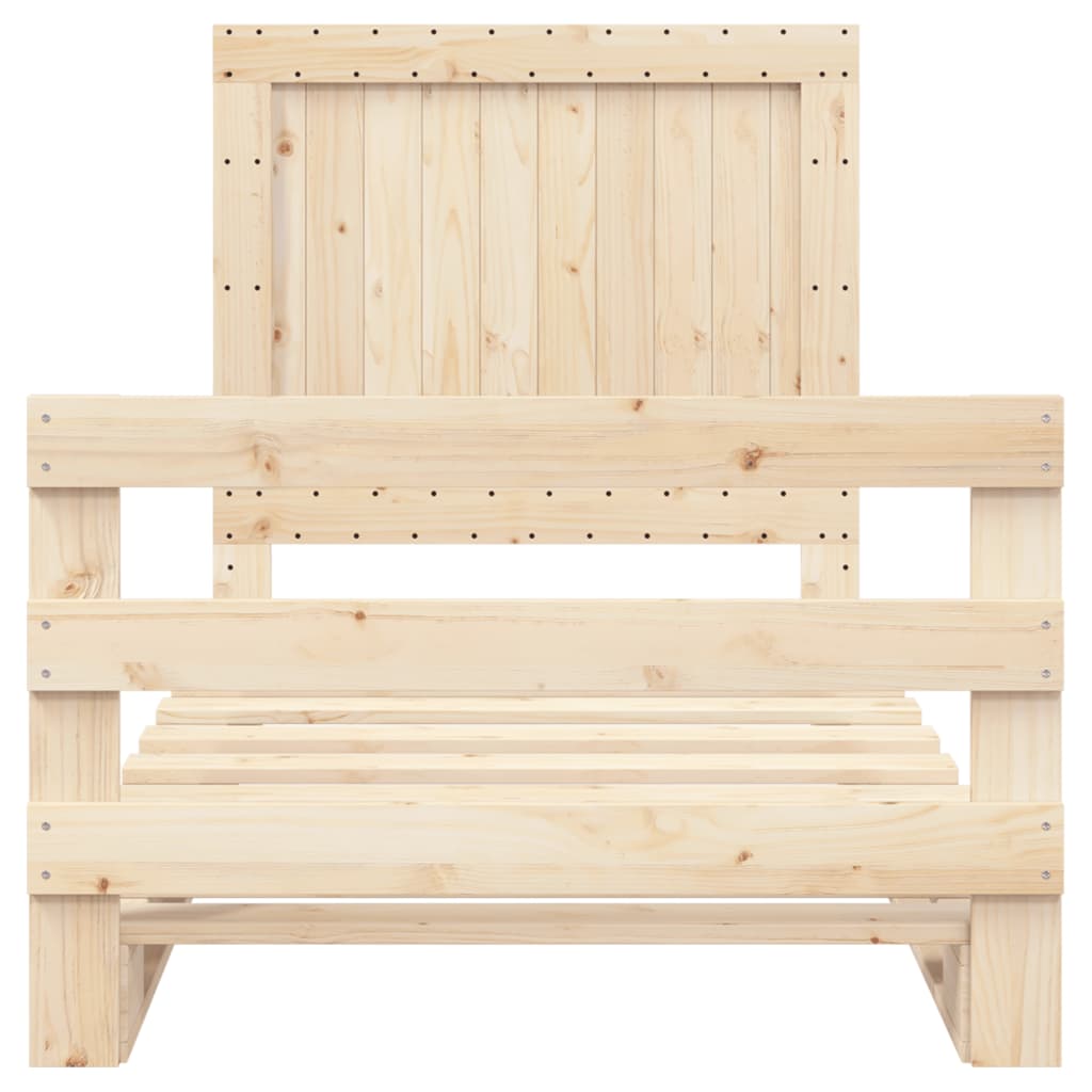 vidaXL Bedframe met hoofdbord massief grenenhout 100x200 cm bruin, foto 4