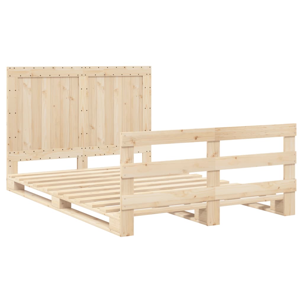 vidaXL Bedframe met hoofdbord massief grenenhout wit 140x200 cm afbeelding