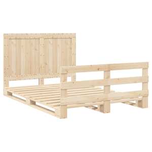 Rám postele s čelem bílý 140 x 200 cm masivní borové dřevo - obrázek 3