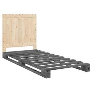 Rám postele s čelem šedý 90 x 200 cm masivní borové dřevo - obrázek 3