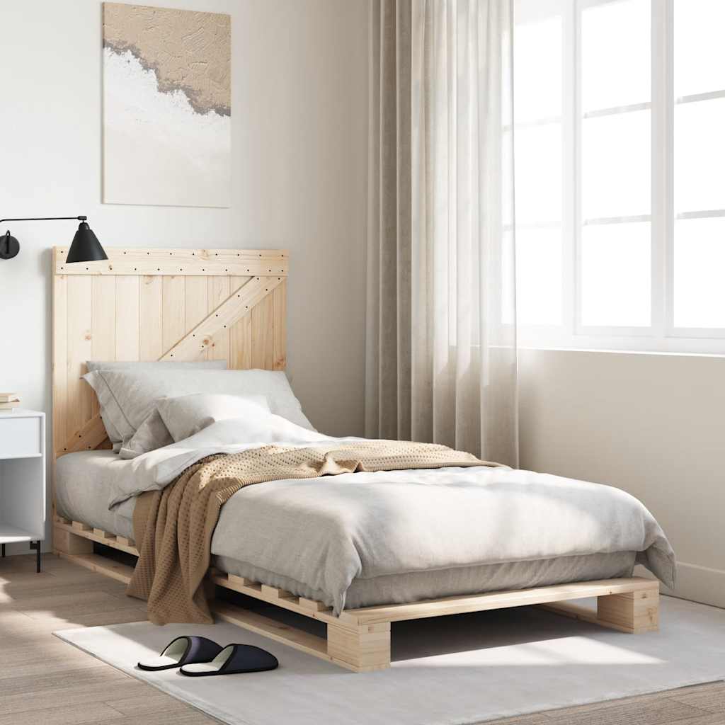 vidaXL Massivholzbett mit Kopfteil 90x200 cm Kiefer