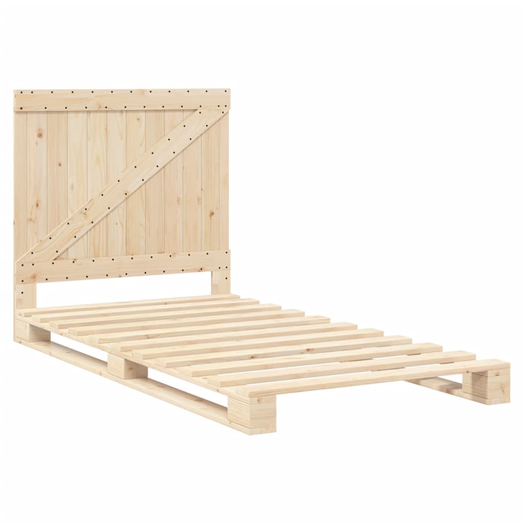vidaXL Bedframe met hoofdbord massief grenenhout 100x200 cm afbeelding