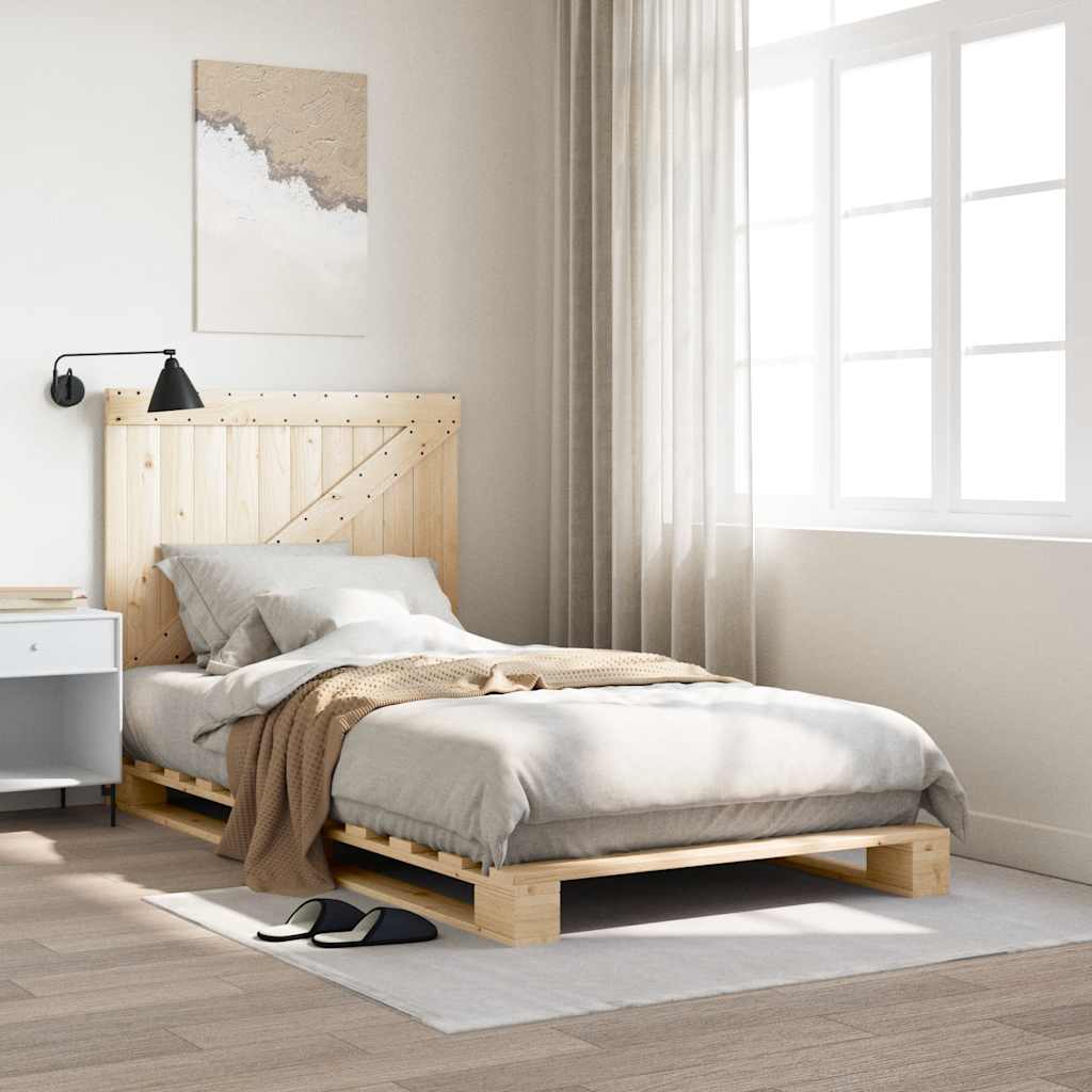 vidaXL Sängynrunko sängynpäädyllä 100x200 cm täysi mänty