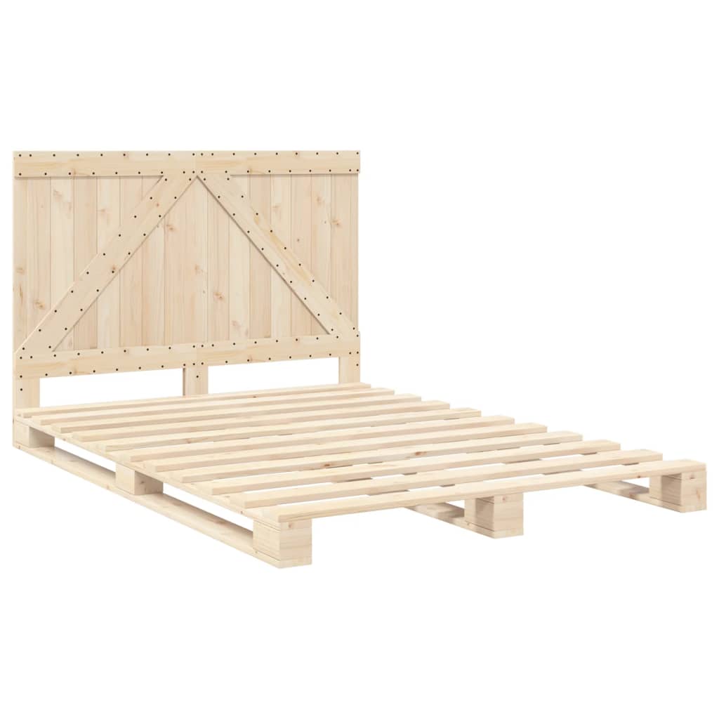vidaXL Bedframe met hoofdbord massief grenenhout 160x200 cm afbeelding