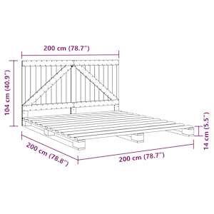 Rám postele s čelem 200 x 200 cm masivní borové dřevo - obrázek 11