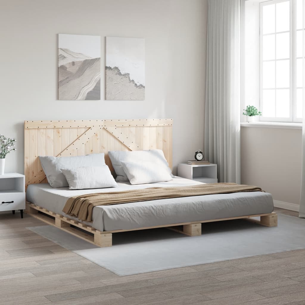 vidaXL Sängynrunko päädyllä 200x200 cm täysi mänty