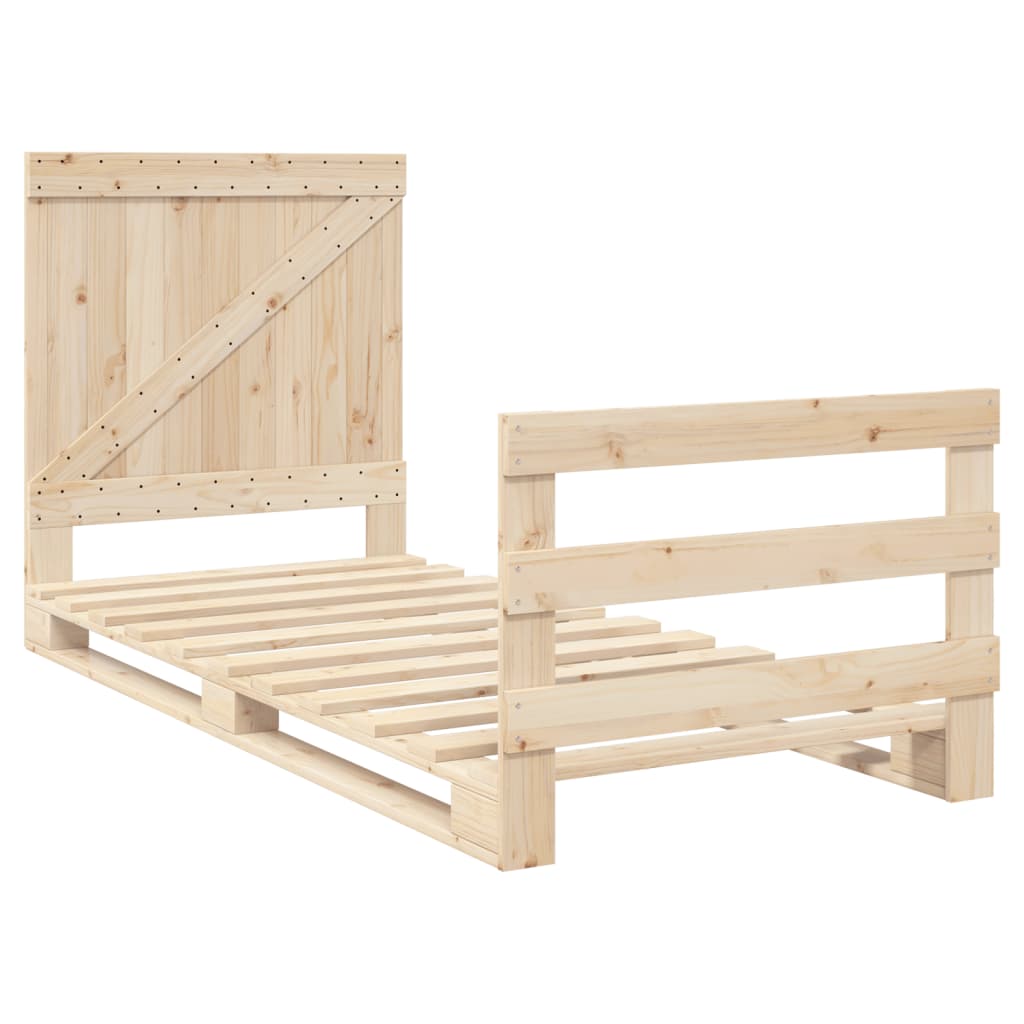 vidaXL Bedframe met hoofdbord massief grenenhout 90x200 cm afbeelding