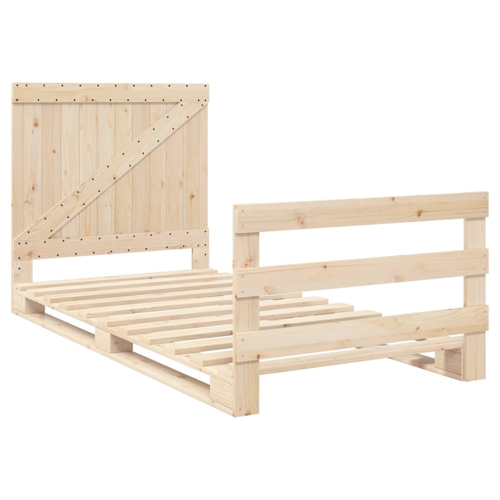 vidaXL Bedframe met hoofdbord massief grenenhout 100x200 cm afbeelding