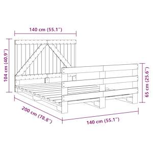 Rám postele s čelem bílý 140 x 200 cm masivní borové dřevo - obrázek 11