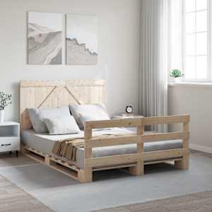 Posteljni okvir z vzglavjem 140x200 cm trdna borovina