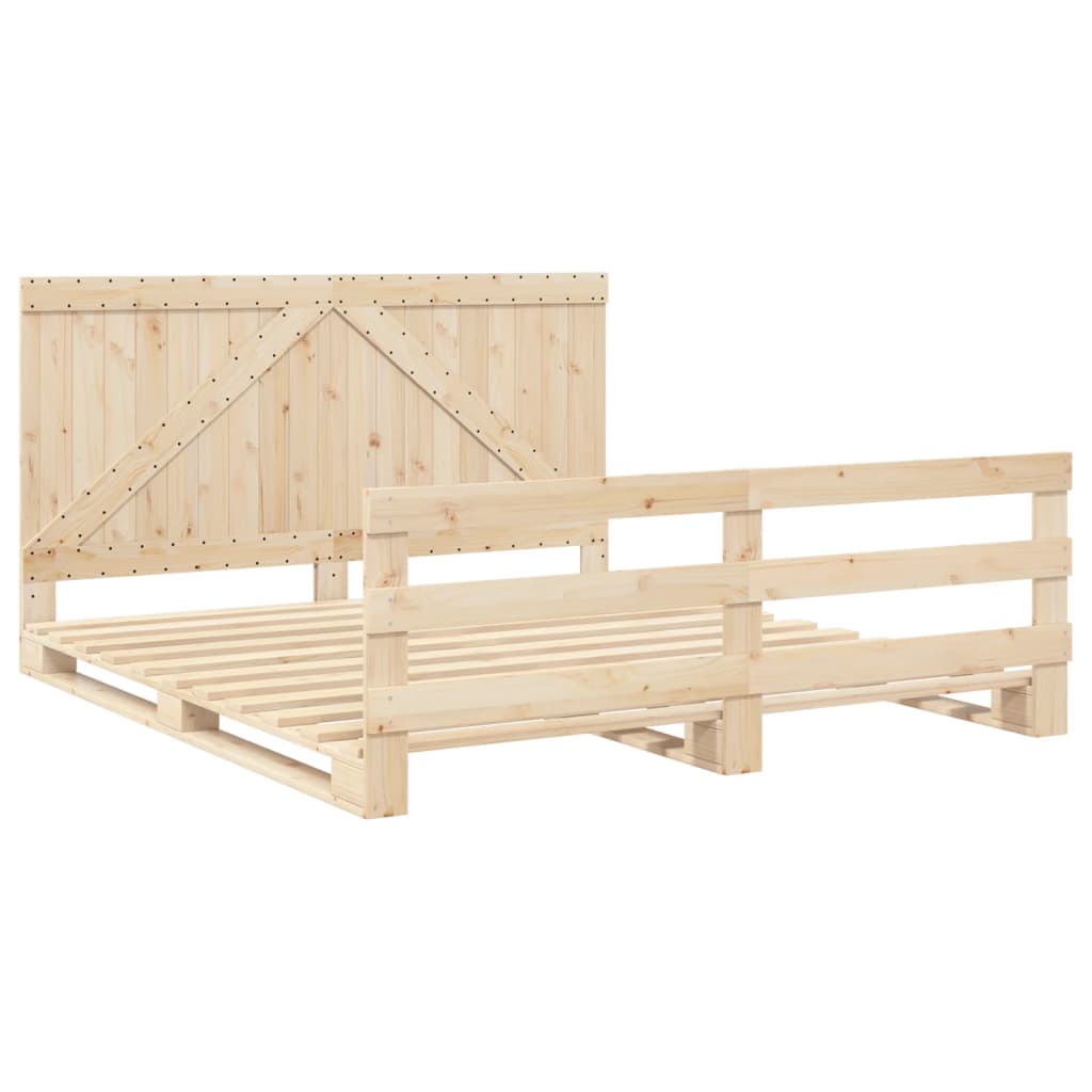 vidaXL Bedframe met hoofdbord massief grenenhout 180x200 cm afbeelding