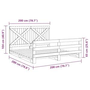 Rám postele s čelem 200 x 200 cm masivní borové dřevo - obrázek 11