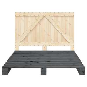 Rám postele s čelem šedý 140 x 200 cm masivní borové dřevo - obrázek 5