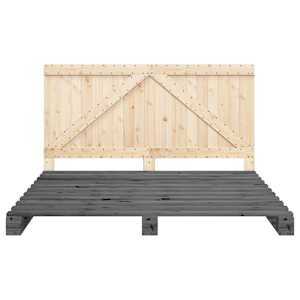 Rám postele s čelem šedý 200 x 200 cm masivní borové dřevo - obrázek 5