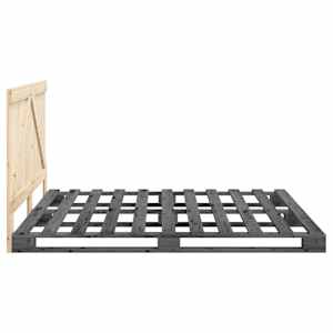 Rám postele s čelem šedý 200 x 200 cm masivní borové dřevo - obrázek 8