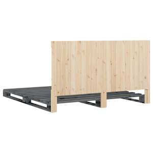 Rám postele s čelem šedý 200 x 200 cm masivní borové dřevo - obrázek 9