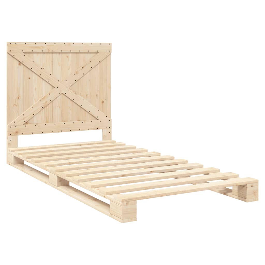 vidaXL Bedframe met hoofdbord massief grenenhout 100x200 cm afbeelding