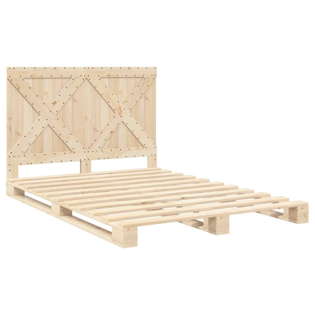 vidaXL Bedframe met hoofdbord massief grenenhout 160x200 cm afbeelding