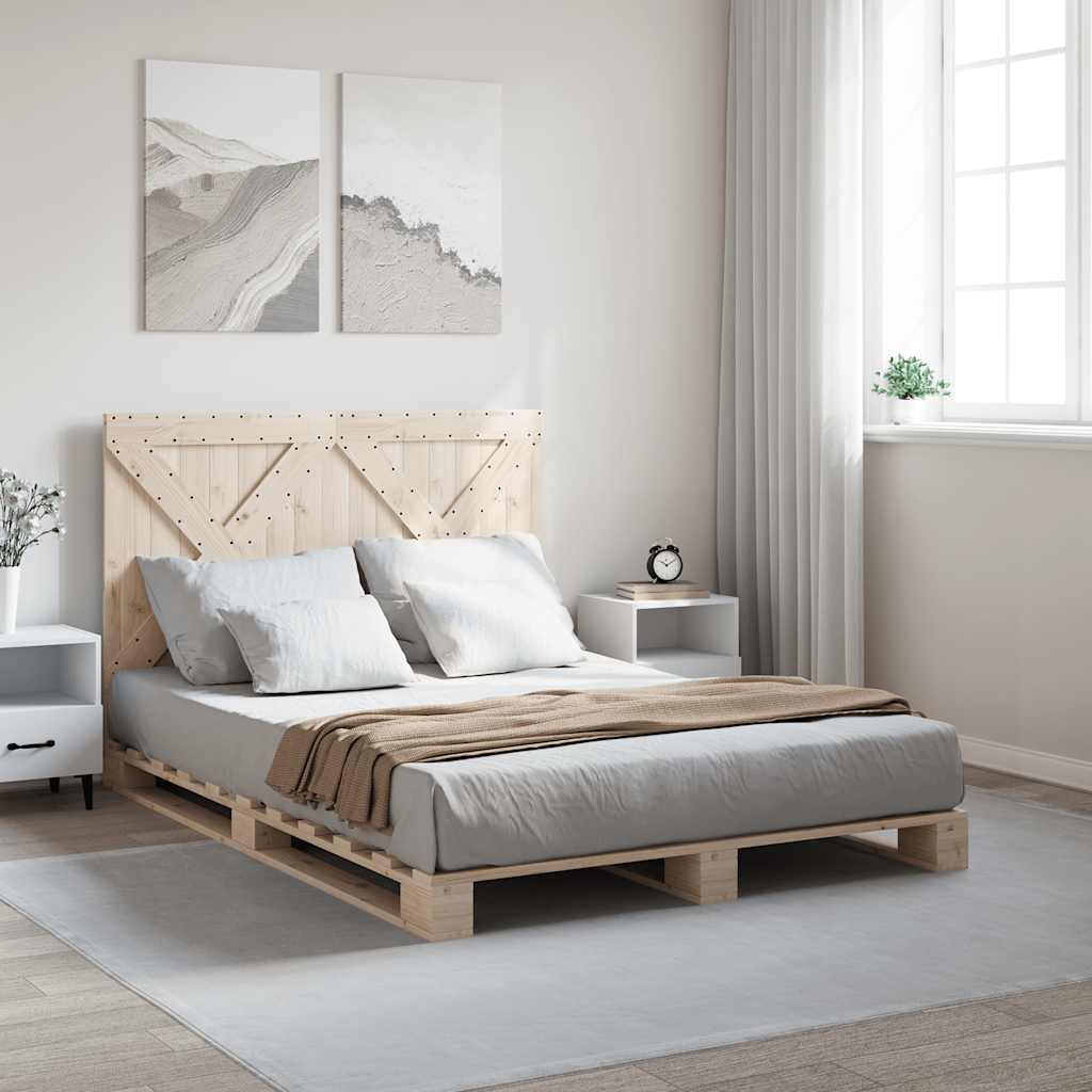 vidaXL Sängynrunko päätylevyllä 160x200 cm täysi mänty