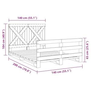 Rám postele s čelem bílý 140 x 200 cm masivní borové dřevo - obrázek 11