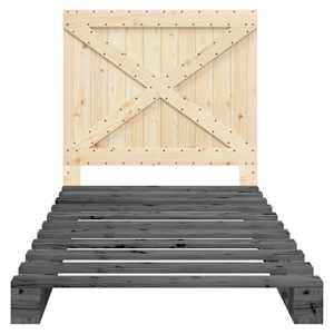 Rám postele s čelem šedý 100 x 200 cm masivní borové dřevo - obrázek 7