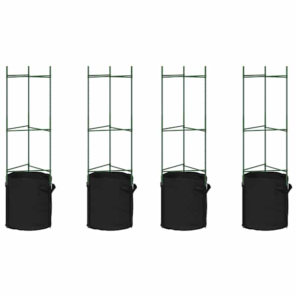 vidaXL tomatitaime tugi koos taimekotiga 4 tk, 116 cm, teras ja PP