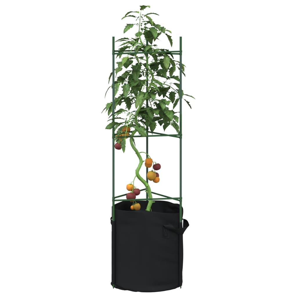 vidaXL Tomatenkäfige mit Pflanzsäcken 4 Stk. 116 cm Stahl und PP