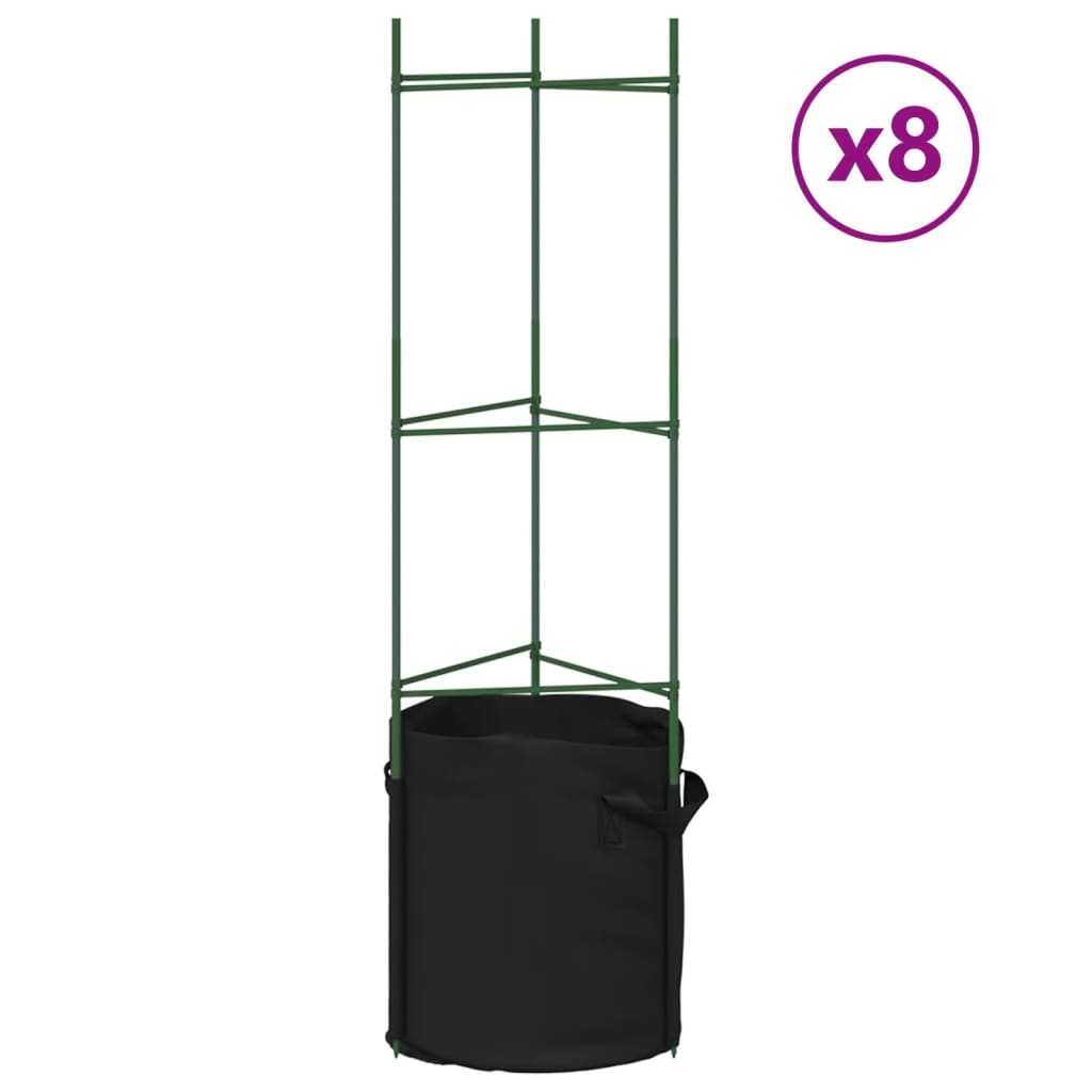 vidaXL Podpěrné klece pro rajčata s pytlem 8 ks 116 cm ocel a PP