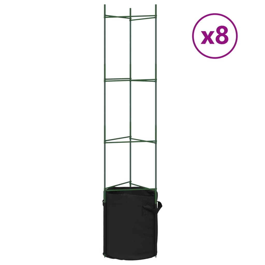 vidaXL Podpěrné klece pro rajčata s pytlem 8 ks 154 cm ocel a PP