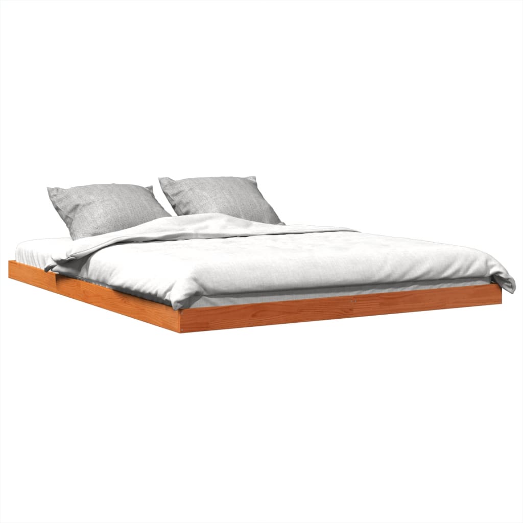 vidaXL Bedframe massief grenenhout wasbruin 150x200 cm afbeelding