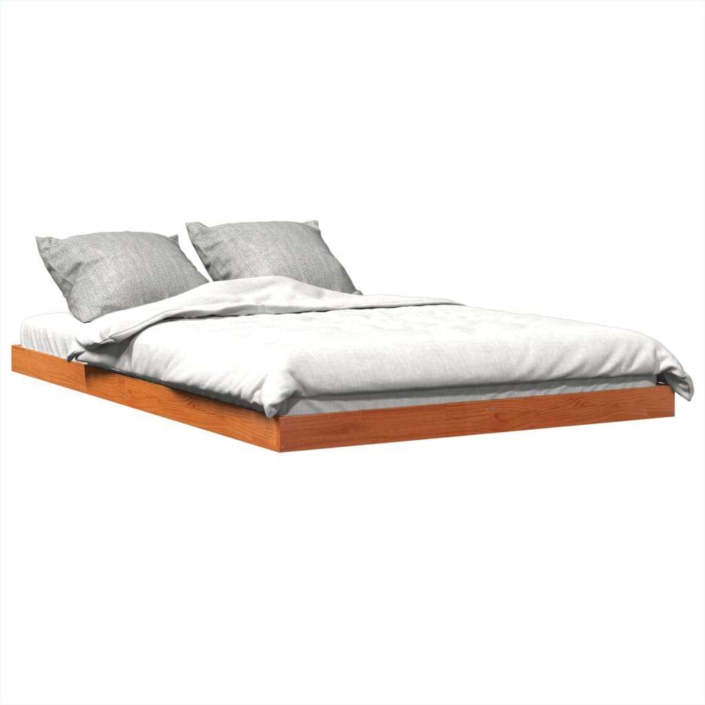 vidaXL Bedframe massief grenenhout wasbruin 140x200 cm afbeelding