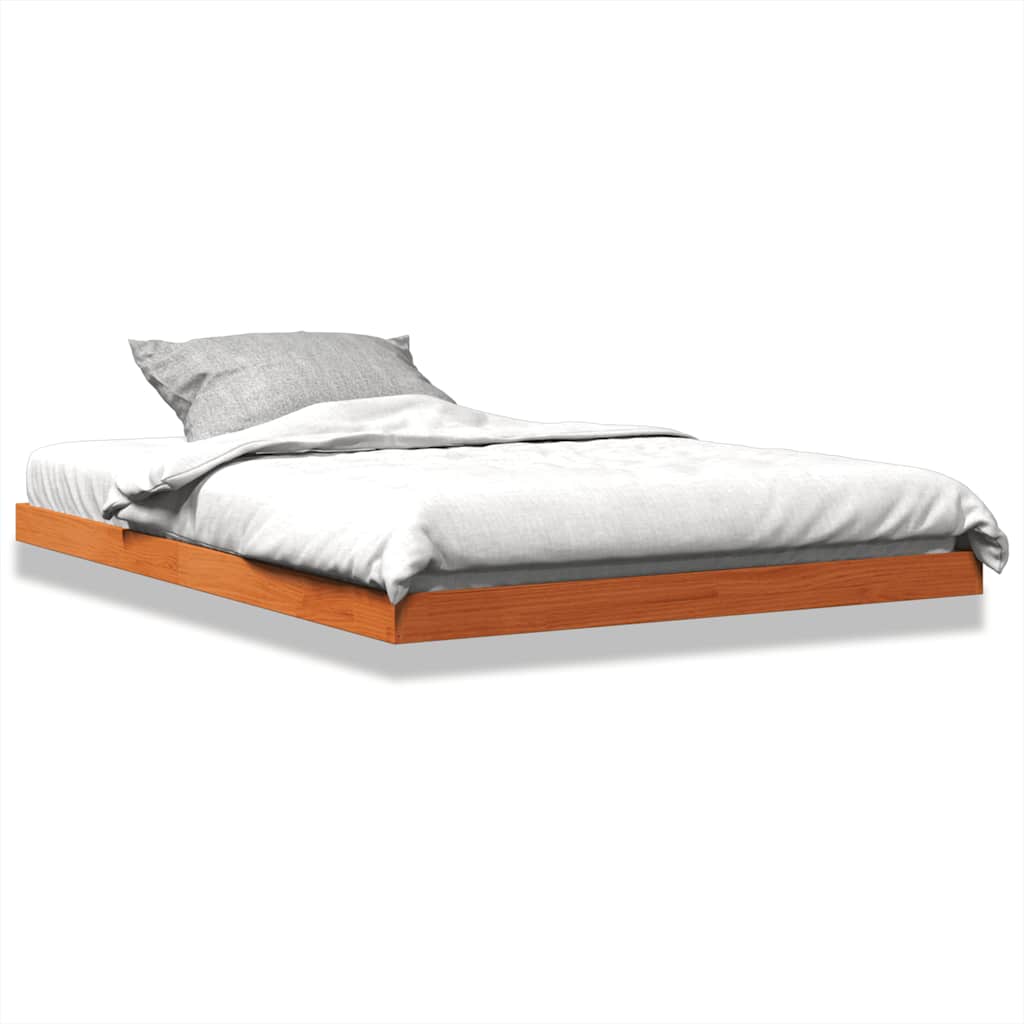 vidaXL Bedframe massief grenenhout wasbruin 135x190 cm bruin, foto 3