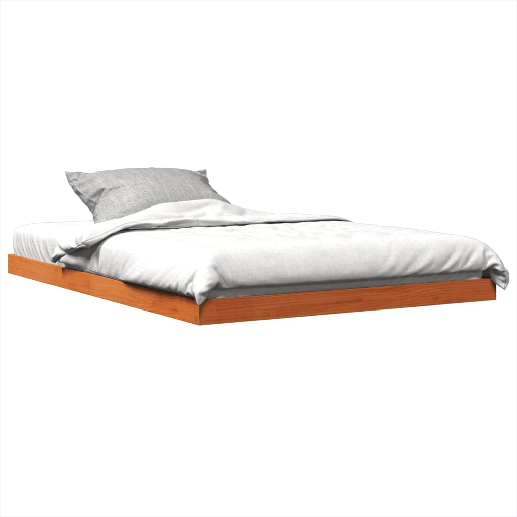 vidaXL Bedframe massief grenenhout wasbruin 135x190 cm afbeelding