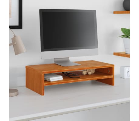 vidaXL Monitorständer Wachsbraun 50x24x13 cm Massivholz Kiefer
